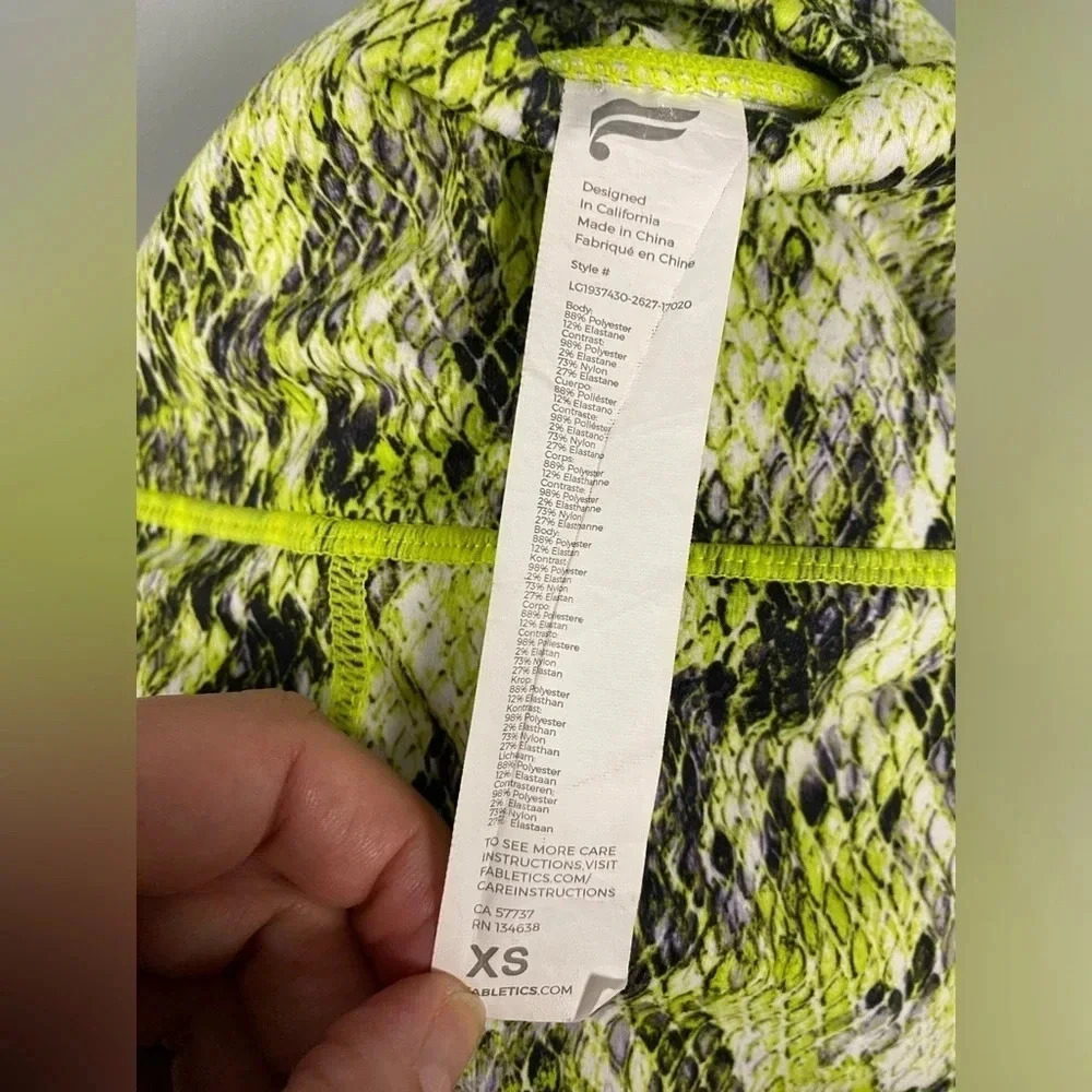 Fabletics Define PowerHold High-Waisted 7/8 Legging Size XS Citron Asper & Black - Picture 8 of 9